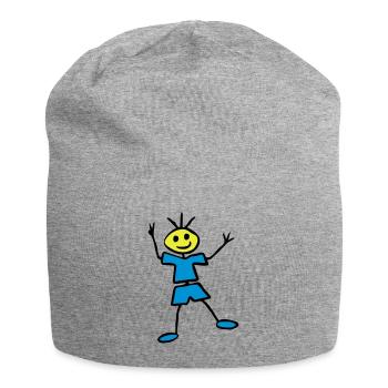 Strichmännchen - Jersey-Beanie - Grau meliert - Vorne