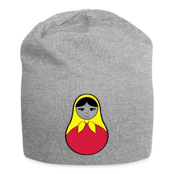 Matroschka / Babuschka - russische Puppe in Puppe - Jersey-Beanie - Grau meliert - Vorne