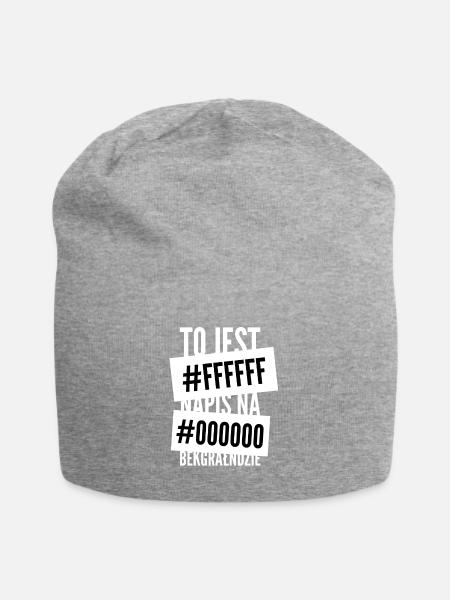 Dies ist die Inschrift auf #ffffff # 000000 bekgrałndzie - Jersey-Beanie - Grau meliert