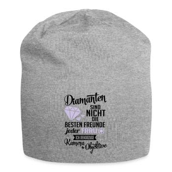Fotografin: Diamanten? ich will Kamera & Objektive - Jersey-Beanie - Grau meliert - Vorne
