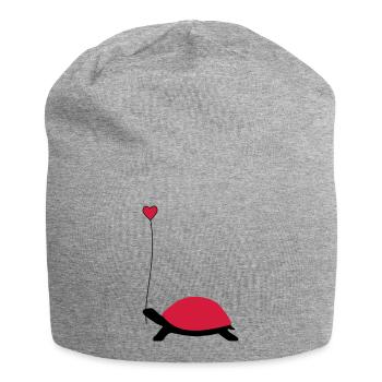 Tortue avec ballon de coeur - Bonnet en jersey - gris chiné - Devant