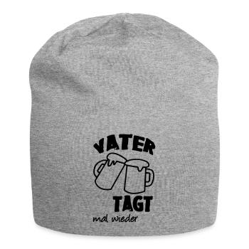 Geschenk Vatertag Familie Bier Spruch lustig Vater - Jersey-Beanie - Grau meliert - Vorne