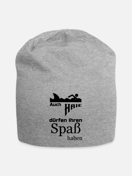 Haie dürfen Spaß haben Geschenk - Jersey-Beanie - Grau meliert