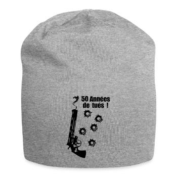 50 years smoking gun bullet impact anniv - Jersey Beanie - heather grey - Front