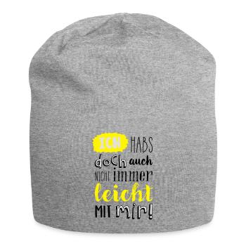 Ich habs doch auch nicht immer leicht mit mir! - Jersey-Beanie - Grau meliert - Vorne