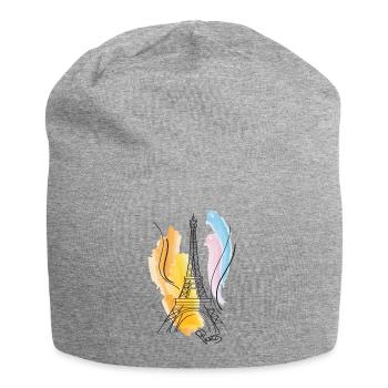 Eiffelturm Zeichnung - Jersey-Beanie - Grau meliert - Vorne