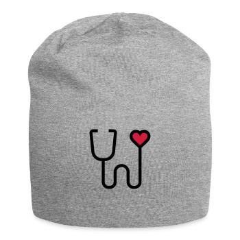 Stethoscope listening device - Jersey Beanie - heather grey - Front