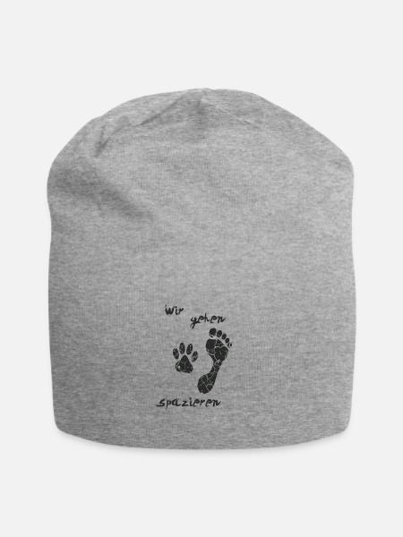 "We're going for a walk" T-shirt for dog lovers - Jersey Beanie - heather grey