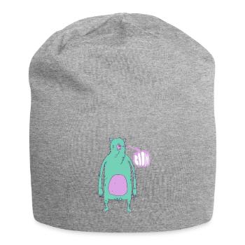 Boom Bear Green - Jersey Beanie - heather grey - Front