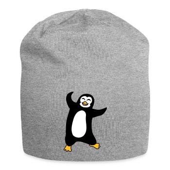 pinguin tanzen gluecklich froehlich vogel springen - Jersey-Beanie - Grau meliert - Vorne