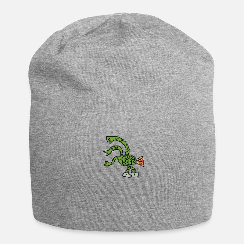 Dreiköpfige Hydra Pixelart - Jersey-Beanie - Grau meliert