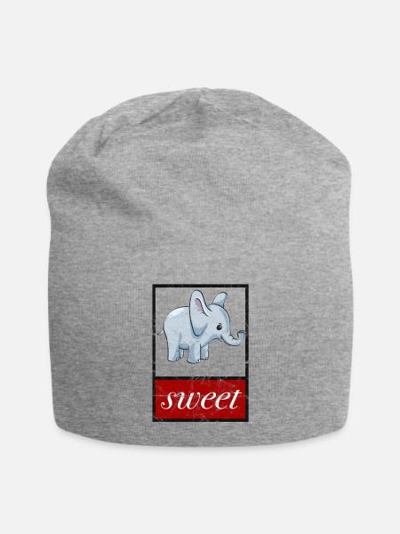 süßer Elefant; sweet im used look - Jersey-Beanie - Grau meliert