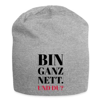 Nett - Jersey-Beanie - Grau meliert - Vorne
