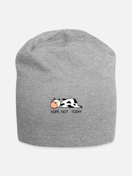 Lustige faule Kuh Kalb Nope Bauer Milch Geschenk - Jersey-Beanie - Grau meliert