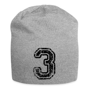 3 - Nummer - Jersey-Beanie - Grau meliert - Vorne