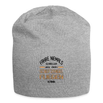 Schneller als dein Schutzengel? - Jersey-Beanie - Grau meliert - Vorne