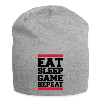 eat sleep game repeat - Jersey-Beanie - Grau meliert - Vorne