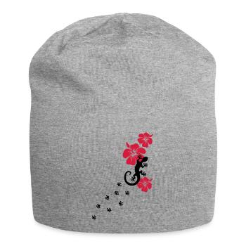Gecko, Lézard, flower, surf, aloha, sport, fleur, - Bonnet en jersey - gris chiné - Devant