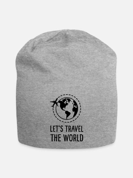 Let's Travel the World - Jersey-Beanie - Grau meliert
