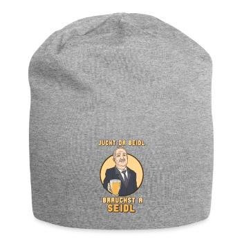 Witziger Spruch: Juckt da Beidl, brauchst a Seidl - Jersey-Beanie - Grau meliert - Vorne