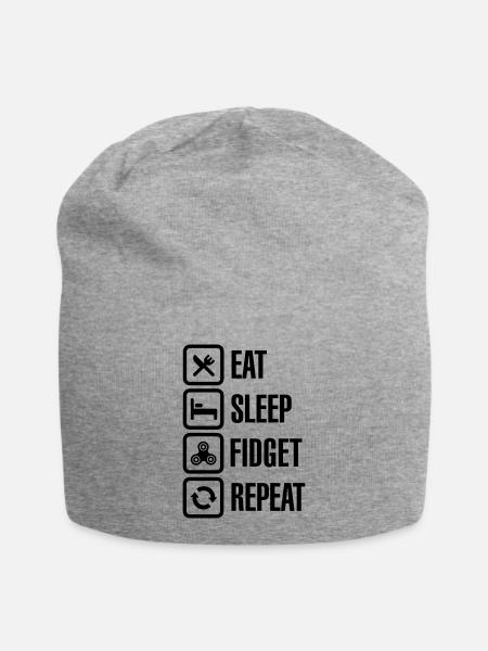 Eat Sleep Fidget Repeat - Fidget Spinner - Jersey Beanie - heather grey