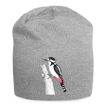 Great spotted woodpecker - Jersey Beanie - heather grey - Front