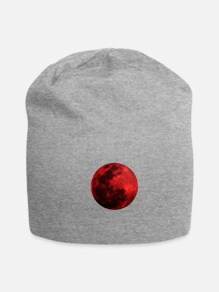 Blood moon red graphic exterior space gift - Jersey Beanie - heather grey