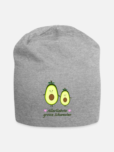 Allerliebste große Schwester - Jersey-Beanie - Grau meliert