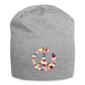 signe de la paix - Bonnet en jersey - gris chiné - Devant