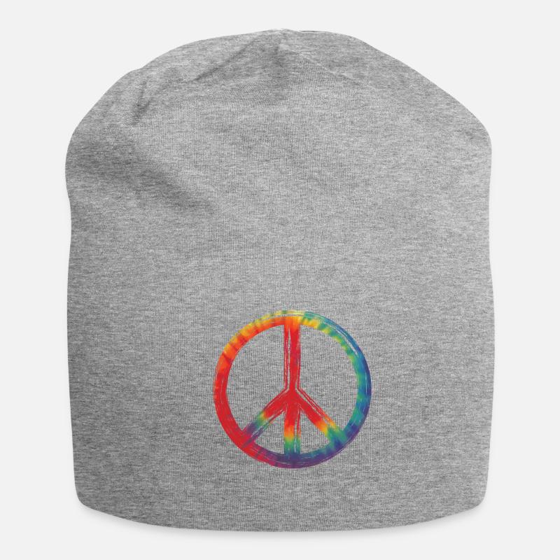 Peace love peace sign - Jersey Beanie - heather grey