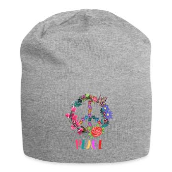 Peaczeichen Blumen - Jersey-Beanie - Grau meliert - Vorne