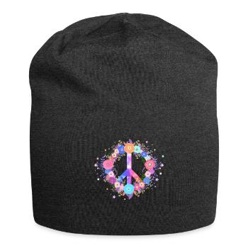 Peacezeichen Liebe Blumen - Jersey-Beanie - Anthrazit - Vorne