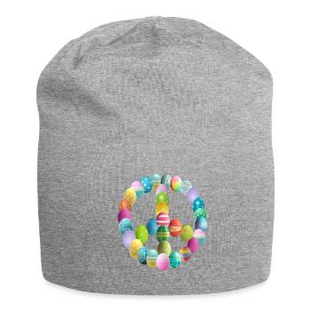 Oeuf de Pâques signe de paix - Bonnet en jersey - gris chiné - Devant