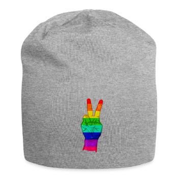 Peacezeichen Regenbogen - Jersey-Beanie - Grau meliert - Vorne