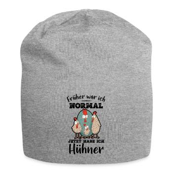 Früher war ich normal jetzt habe ich Hühner - Jersey-Beanie - Grau meliert - Vorne