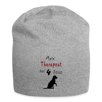 Therapeut Hund - Jersey-Beanie - Grau meliert - Vorne