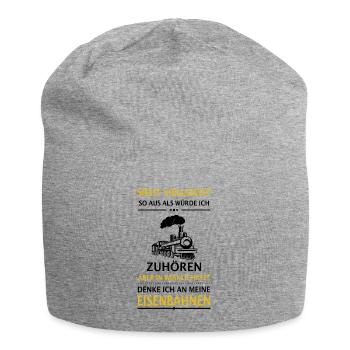 Modelleisenbahn Dampflok Modellbau Zug Lok Spruch - Jersey-Beanie - Grau meliert - Vorne