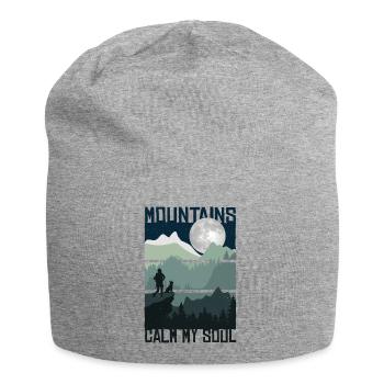 Hiking woman dog dog mountains Alps climbing nature - Jersey Beanie - heather grey - Front