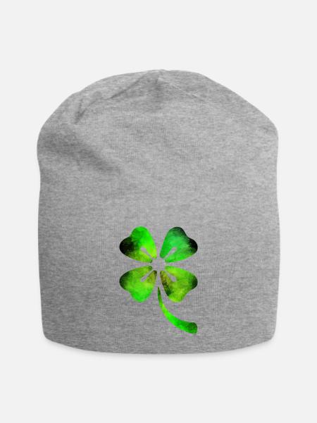 Kleeblatt Aquarell St. Patricks Day - Jersey-Beanie - Grau meliert