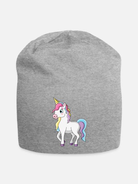 Einhorn - Jersey-Beanie - Grau meliert