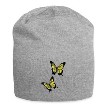 Gelbe Schmetterlinge - Jersey-Beanie - Grau meliert - Vorne