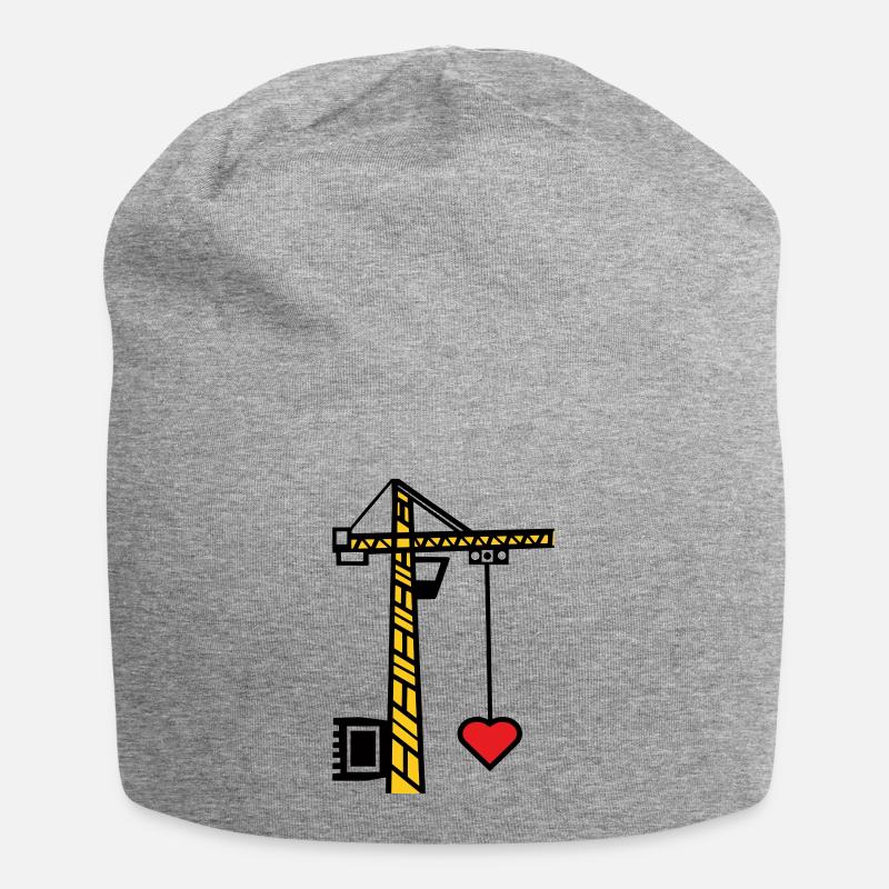 Grue de construction Grue de levage De construction Coeur - Bonnet en jersey - gris chiné