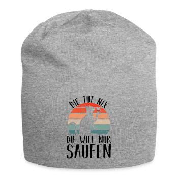 Saufen katze Wein Alkohol Party - Jersey-Beanie - Grau meliert - Vorne