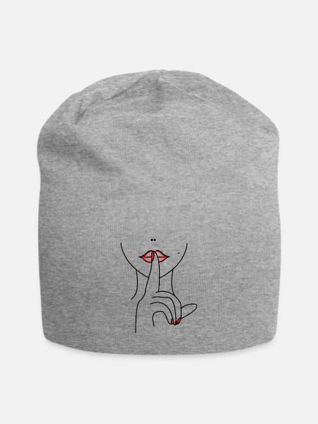 Frauengesicht mit Hand - Jersey-Beanie - Grau meliert