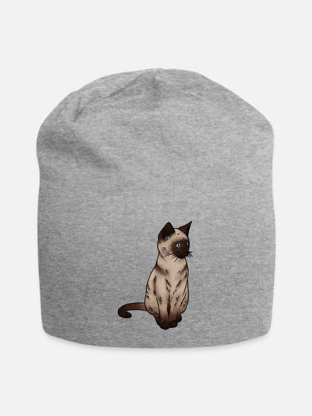 SiamEse Cat Siamese Cat - Bonnet en jersey - gris chiné