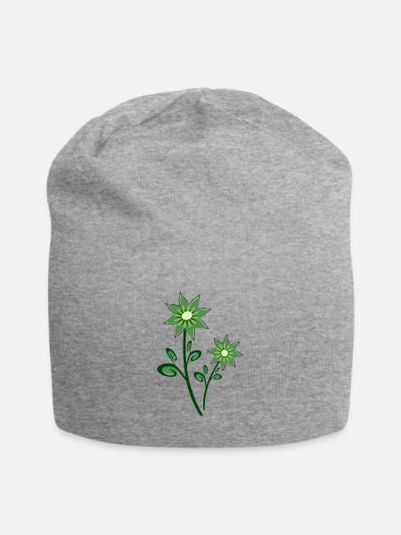 grüne Blumen abstrakt - Jersey-Beanie - Grau meliert