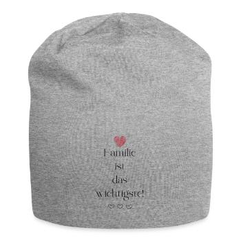 Familie ist das wichtigste! - Jersey-Beanie - Grau meliert - Vorne
