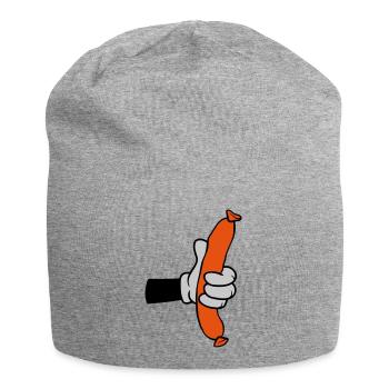 Comic Hand Holds Sausage - Jersey Beanie - heather grey - Front