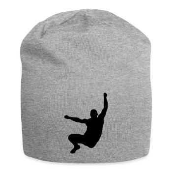 Sportler beim Weitsprung - Jersey-Beanie - Grau meliert - Vorne
