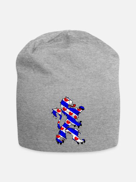 Löwe mit Friesevlag Friesland - Jersey-Beanie - Grau meliert